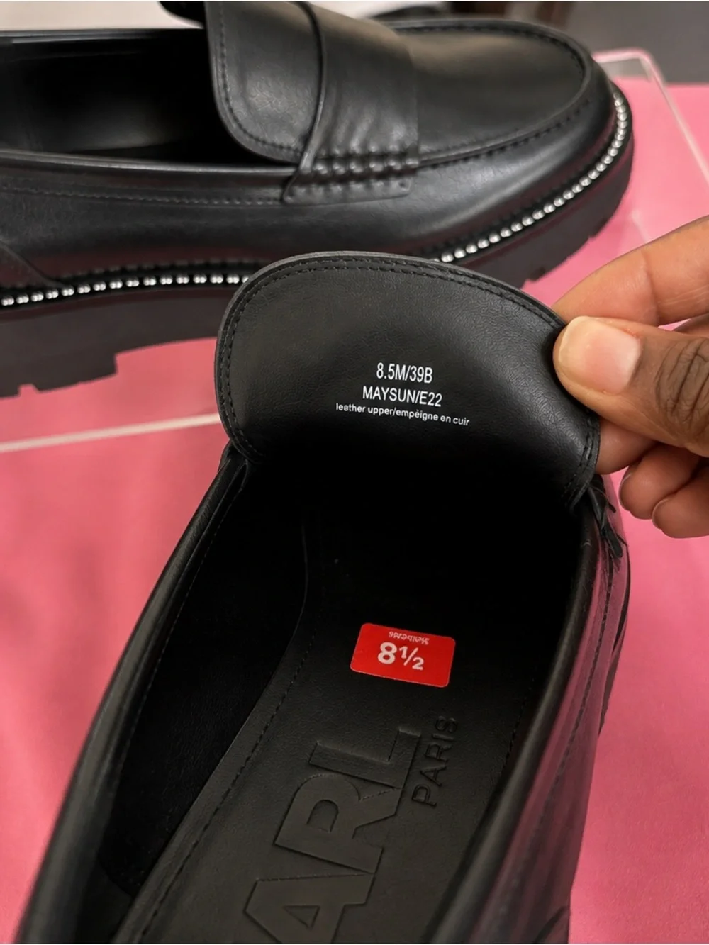 🖤 KARL LAGERFELD Paris Maysun/E22 Black Leather Loafers — 8.5M